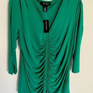 Emerald gathered front blouse